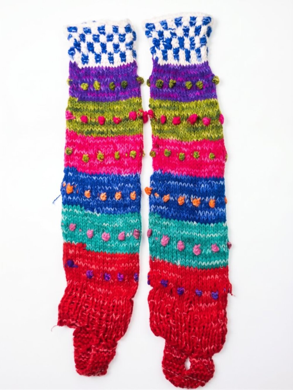 Hand-knitted Cusco Multicolor Winter Booties and Leg Warmers